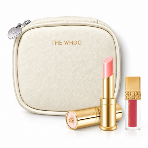 The Whoo Gongjinhyang Mi Glow Lip Balm Pink Special Set with Mini Lip Rouge and Pouch